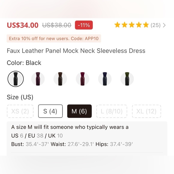 Commense Black Faux Leather Midi Dress - Picture 3 of 3